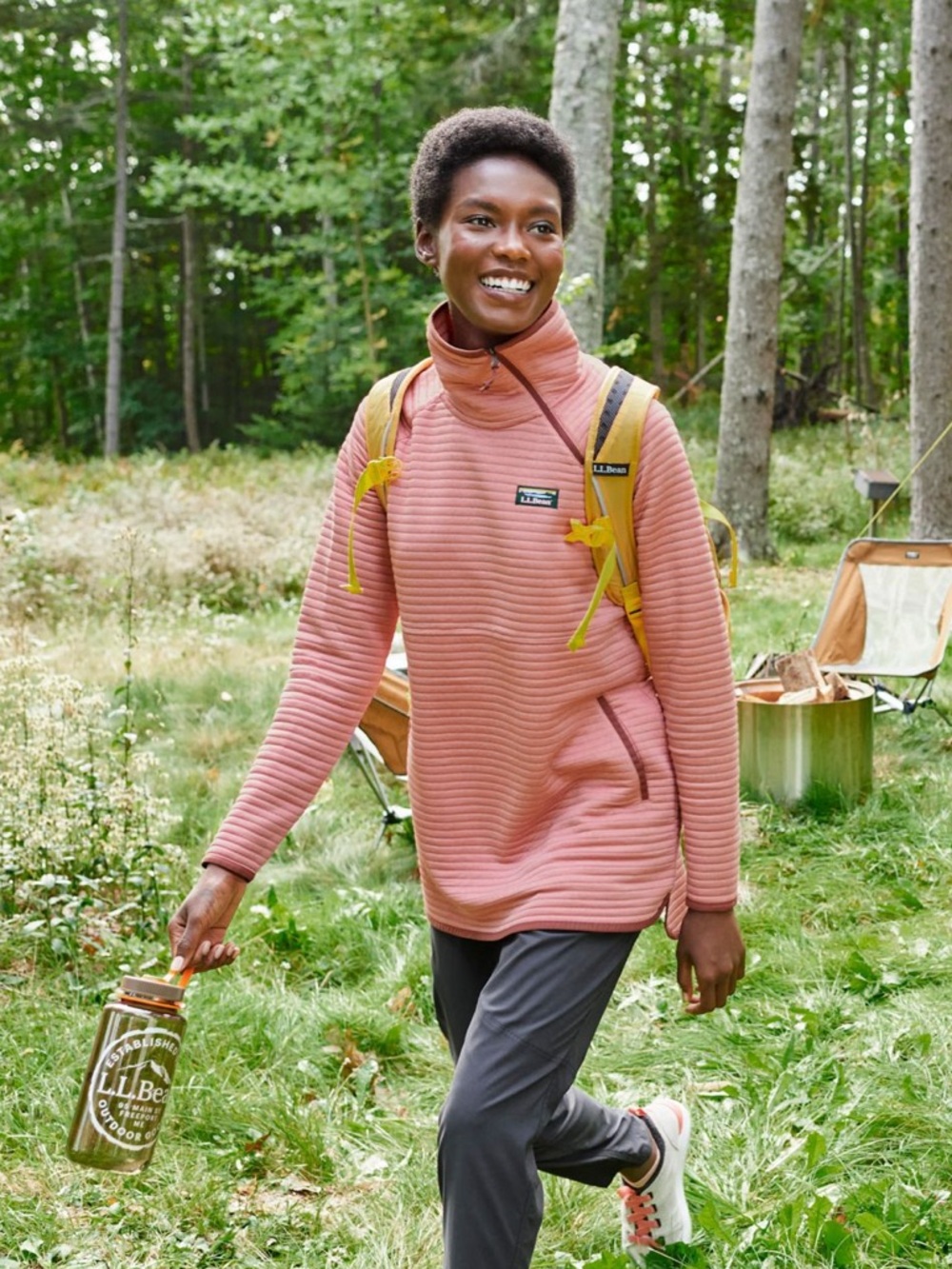 L.L.Bean Airlight Knit Asymmetrical Quarter-Zip Tunic UPF 50+ Pink Small Petite